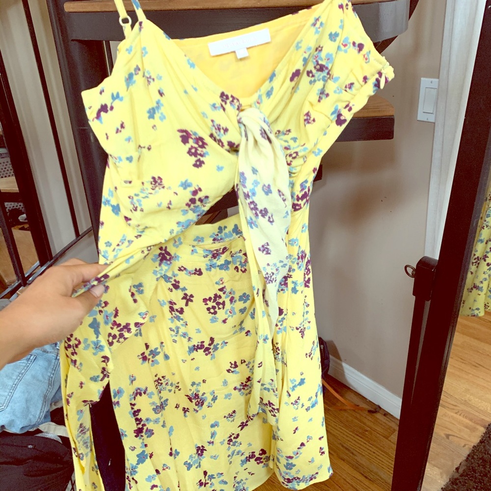 Olivaceous mini summer dress cutout